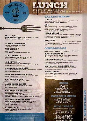 Aunt Netters Cafe Menu - Lecompton, Kansas