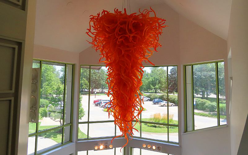 Beach Museum Orange Chandlier by Dale Chihuly
