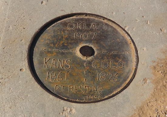 Colorado, Kansas, Oklahoma Tripoint Marker - Elkhart, Kansas