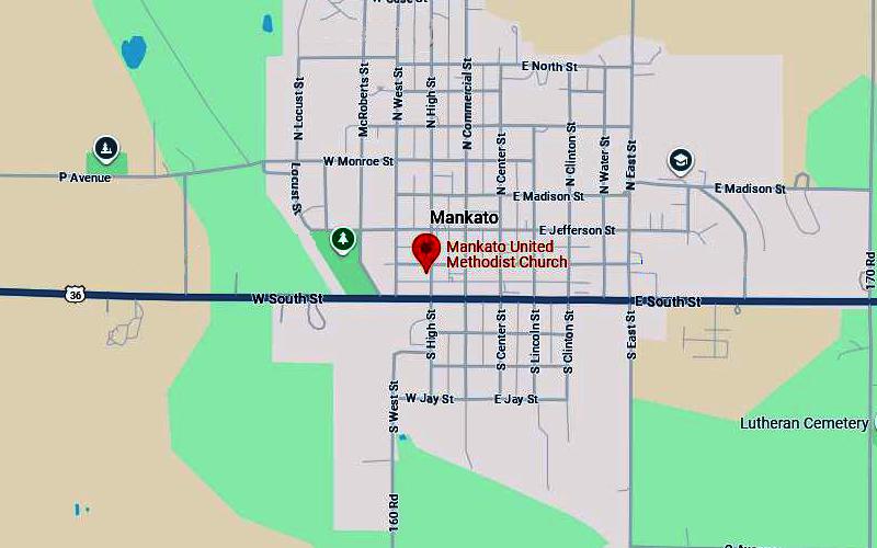 Mankato Harmony United Methodist Church Map - Mankato, Kansas