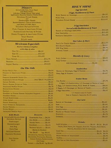Chancy's Grill Breakfast Menu - Moran, Kansas