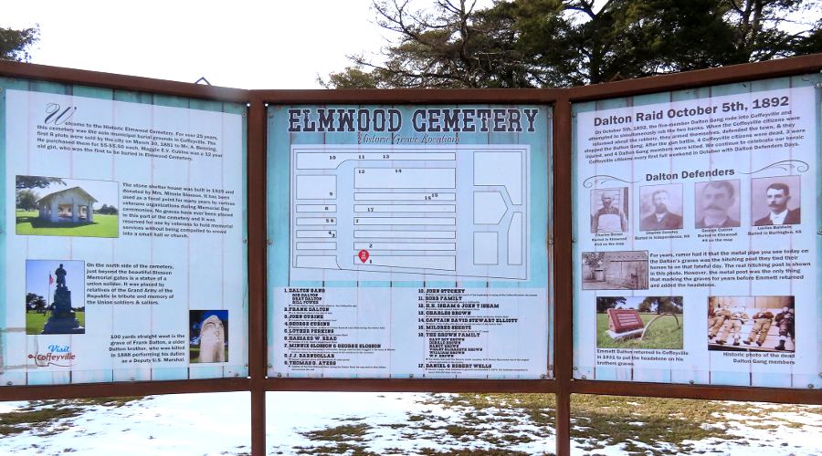 Elmwood Cemetery map to Dalton gang graves