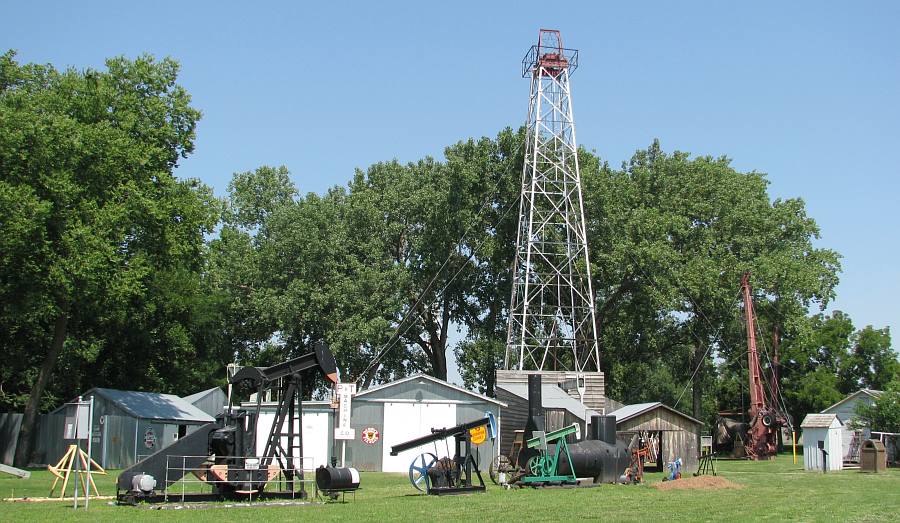 Oil wells and derricks at the Kansas Oil Museum