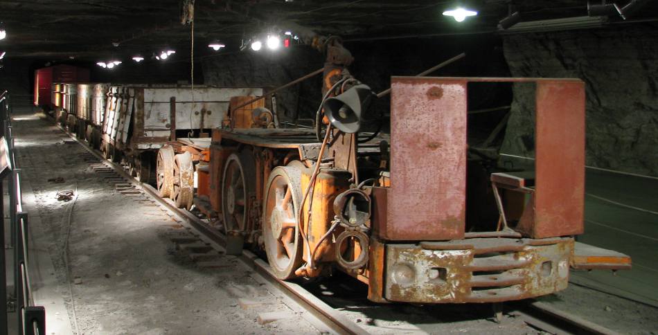 Electric railroad engine used in the salt mine.