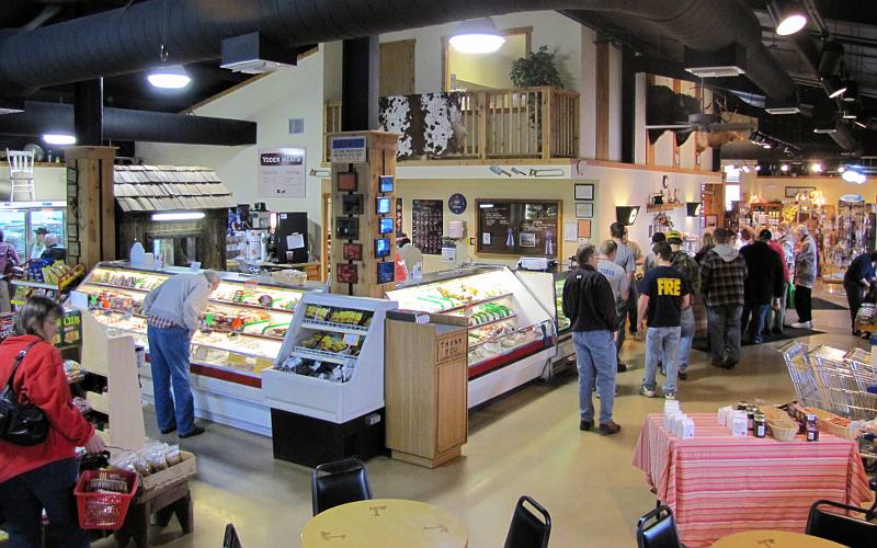 Deli and dining area at Yoder Meats