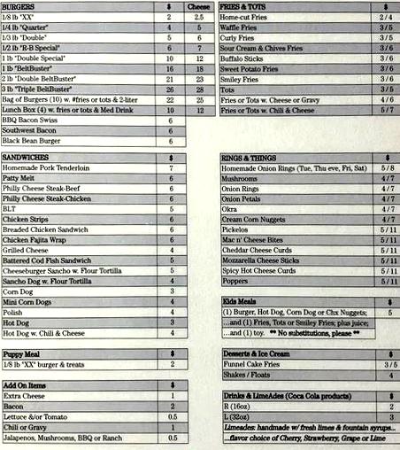 RB Drive In Menu - Hutchinson, Kansas