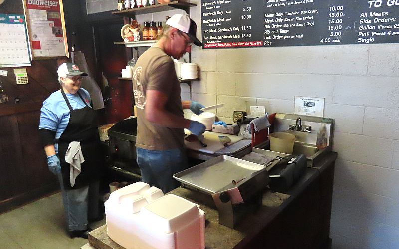 Food prep at Roy's Hickory Pit BBQ