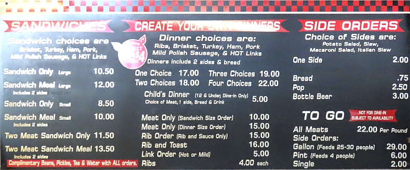 Roy's Hickory Pit BBQ Menu