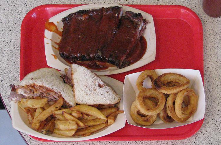BBQ pork ribs and combination sandwich at LC's Bar-B-Q