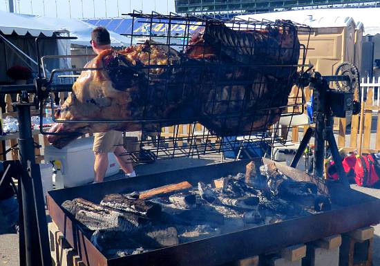 Whole  pig being barbecued at the American Royal
