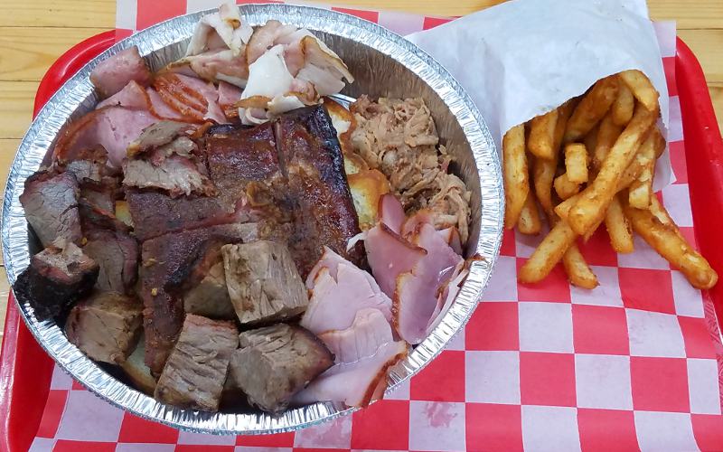 Hawg Trough Sampler at Hawg Jaw BBQ restaurant