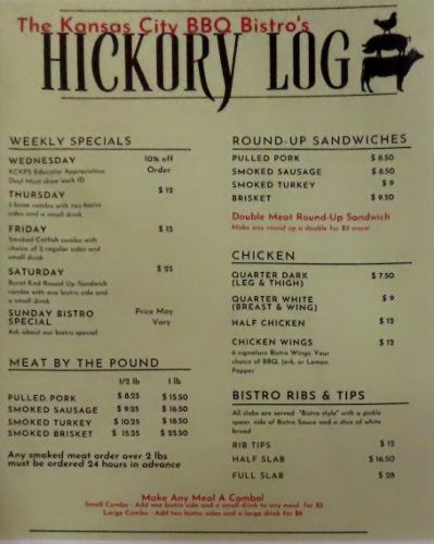 The Hickory Log Bar-B-Q Menu page 2