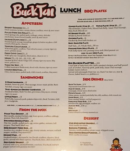 Buck Tui BBQ Food Menu - Overland Park, Kansas