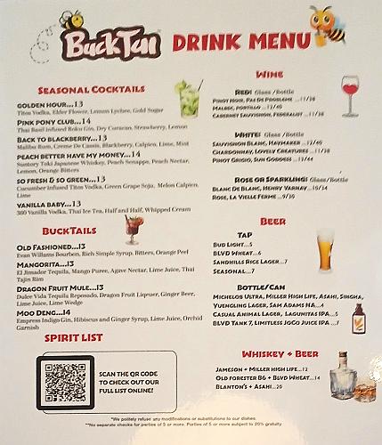 Buck Tui BBQ Drink Menu - Overland Park, Kansas