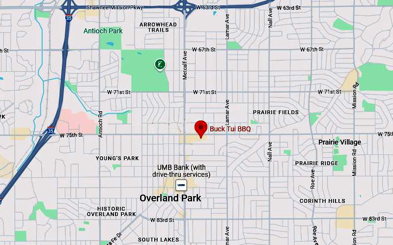 Buck Tui BBQ Map - Overland Park, Kansas