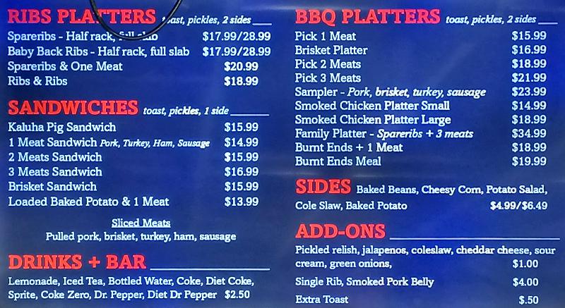 Sierra BBQ Menu - Lenexa, Kansas