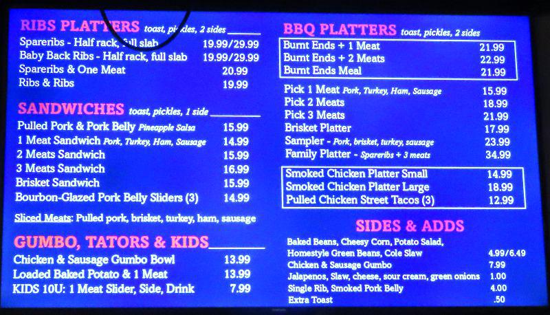 Sierra BBQ Menu - Lenexa, Kansas