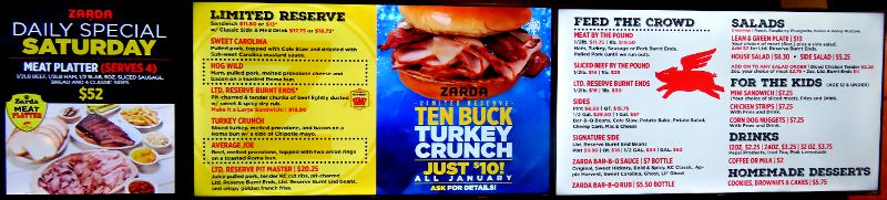 Zarda Bar-B-Q Menu part two - Lenexa, Kansas