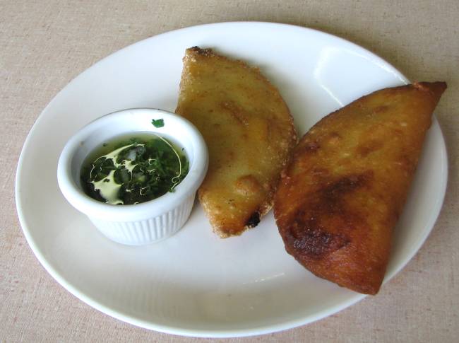 Pork and chicken empanadas at Rice and Beans Cafe