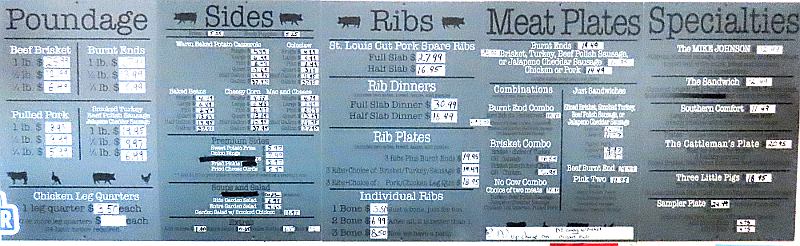 Slap's BBQ menu  - Kansas City, Kansas
