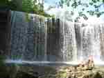 Cowley Lake waterfall