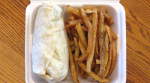 Burnt End Burrito and fries at THe Rub BBQ in Olathe, Kansas