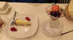 Cheese cake and cherries jubilee