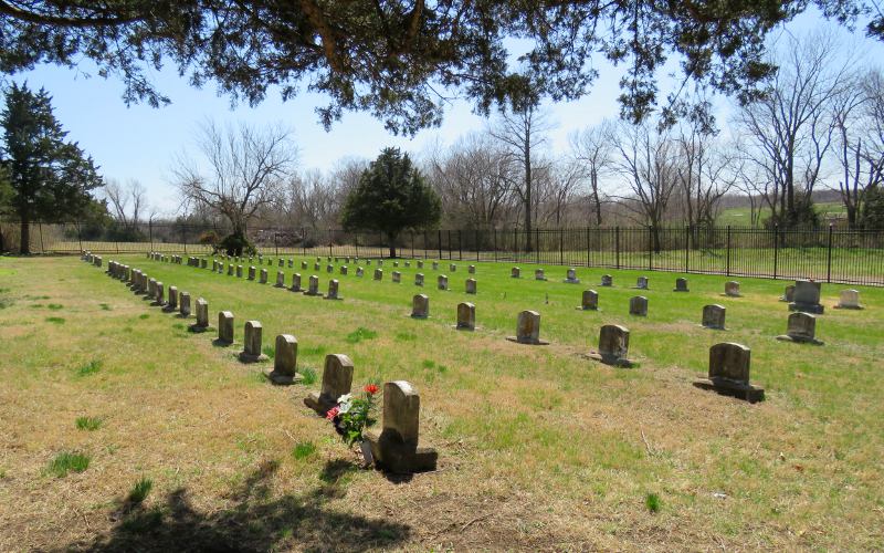 Haskell Indian Nations University Cemetery with iron fence