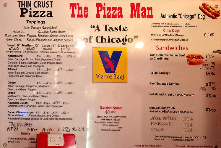 The Pizza Man menu