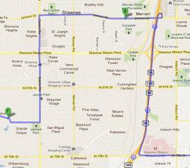 Map to Shawnee, Kansas Christmas Lights