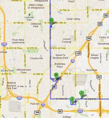 Lenexa, Kansas Christmas Display map