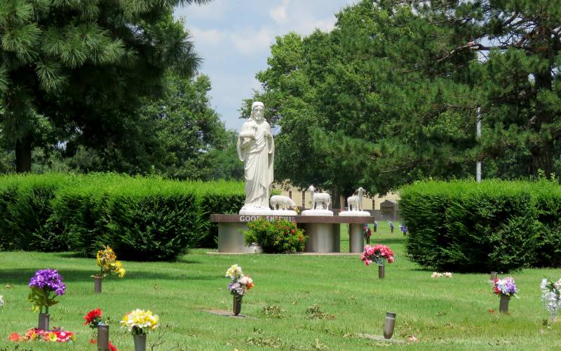 Good Shepherd statue at Resthaven Cemetery in Wichita, Kansas