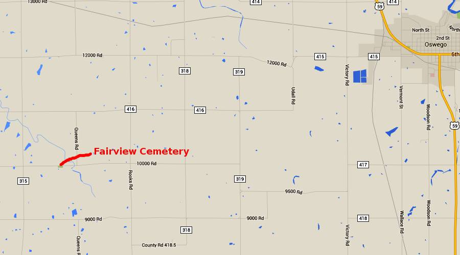 Fairview Cemetery Map - Oswego, Kansas