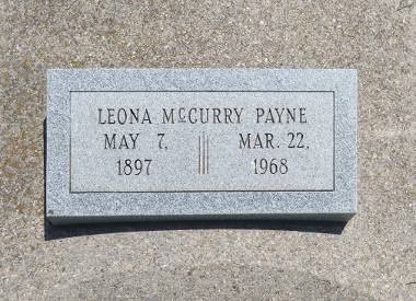 Leona McCurry Payne grave marker - Winfield, Kansas