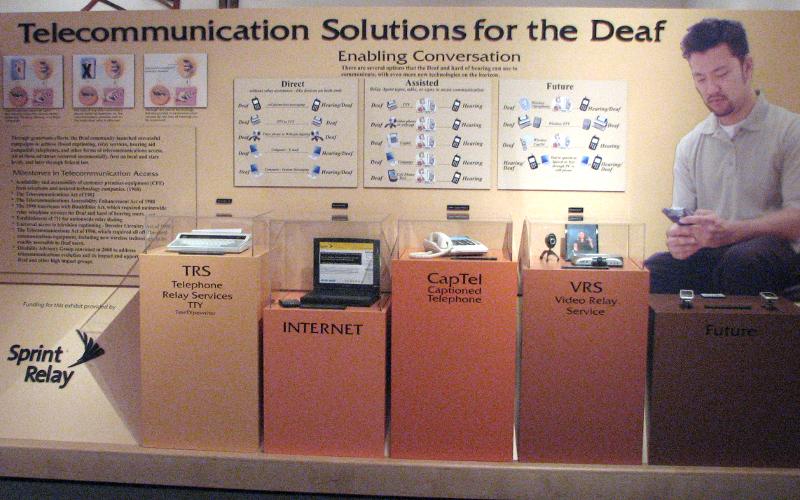 Telecommunication solutions for the deaf exhibit at Museum of Deaf History, Arts and Culture