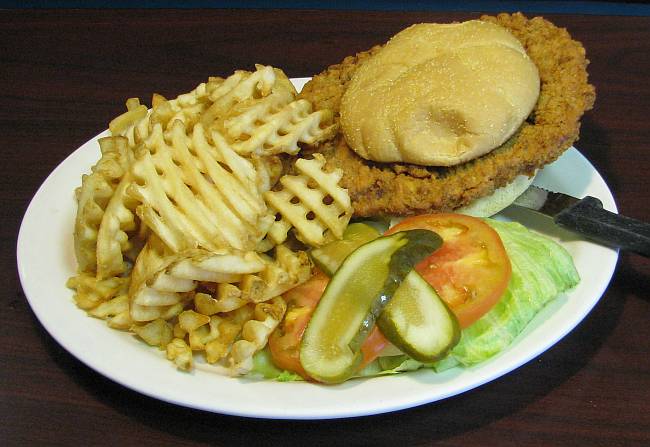 chicken fried steak sandwich at Mom's Kitchen