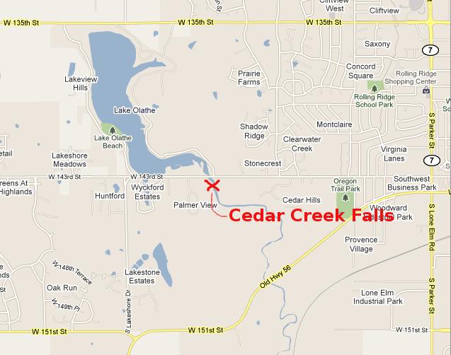 Cedar Creek Falls map - Olathe, Kansas