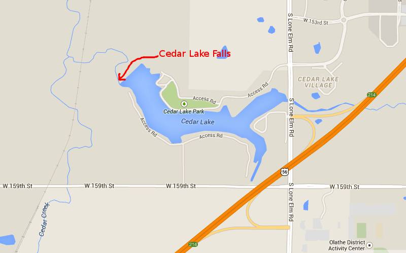 Cedar Lake Falls Map - Olathe, Kansas