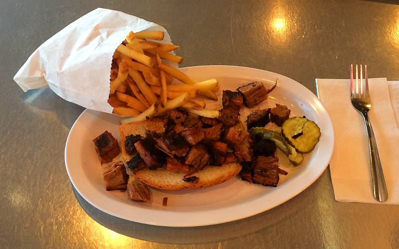Burnt ends lunch plate - Joe's Kansas City BBQ.