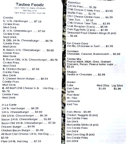 Tastee Foodz menu - Olathe, Kansas