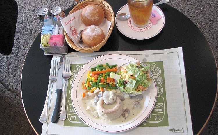 Chicken and Mushroom Vol au Vent at Andre's restaurant