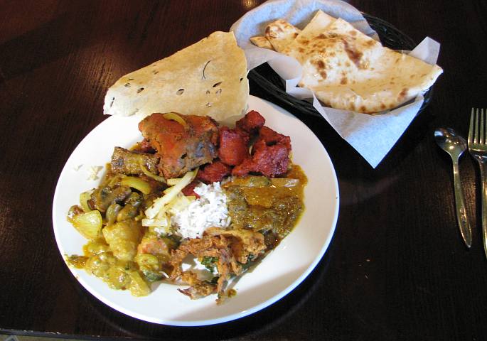 Plate of food from Masalas Indian Restaurant buffet