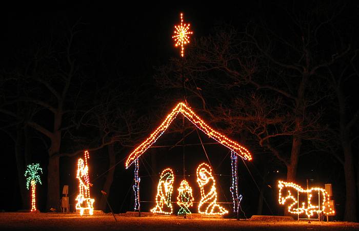 Nativity in Christmas lights at Topeka's Winter Wonderland