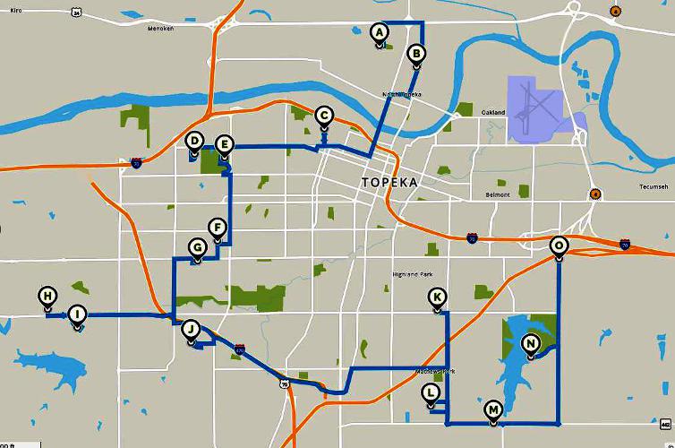 Topeka Kansas Christmas Light Tour Map